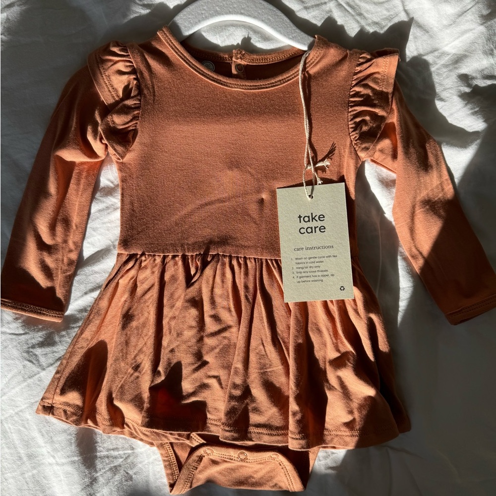 Kyte Baby Burnt Orange Bodysuit Twirl Dress 6M-12M